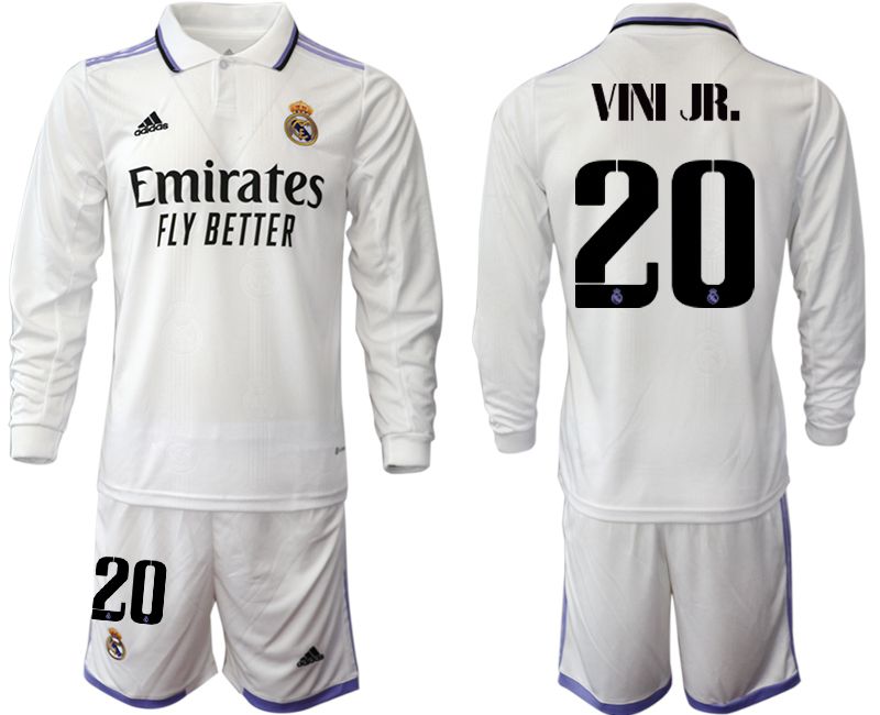 Men 2022-2023 Club Real Madrid home long sleeve white #20 Soccer Jersey->real madrid jersey->Soccer Club Jersey